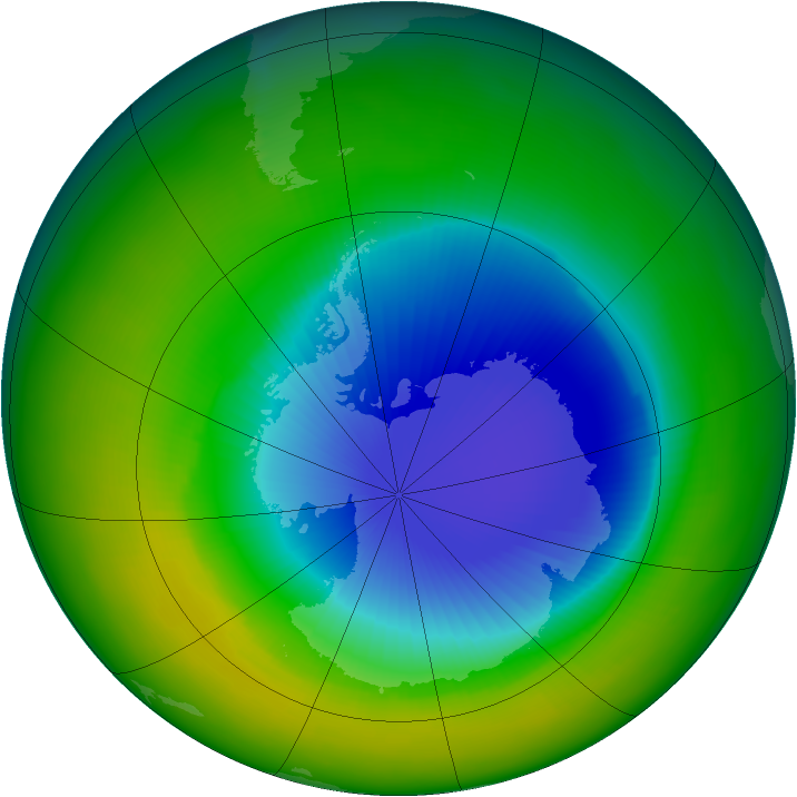 Antarctic ozone map for October 2004